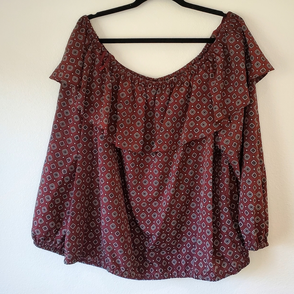 Michael Michael Kors Flutter Off Shoulder Peasant Blouse Size 3X - Picture 2 of 8